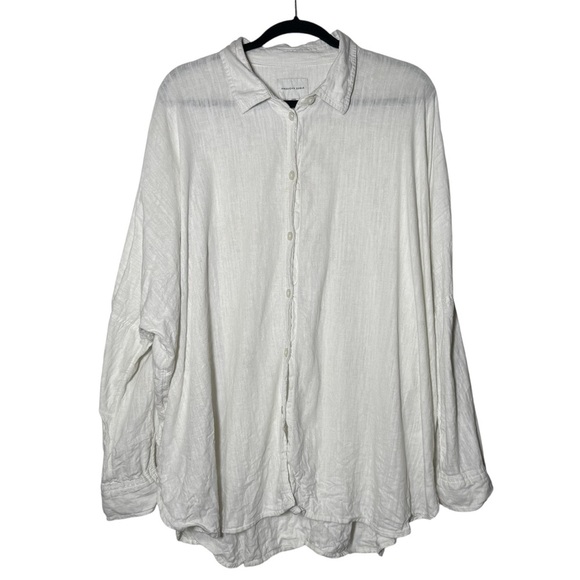 American Eagle Linen Cover-Up White Button Down Size Small Long Sleeve Summer - Picture 1 of 7